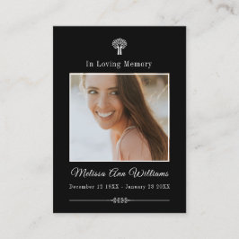 Black in Loing Memory Tree Funeral Memorial Card Visitekaartje