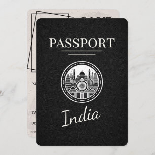Black India Passport Bewaar de datum Save The Date