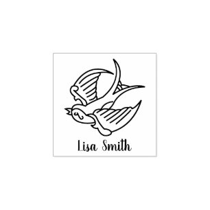 Black Ink Custom Name Signature Wood Print Tattoo Rubberstempel