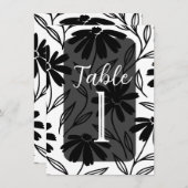 Black Ink Daisies Boho Tafelnummers (Voorkant / Achterkant)