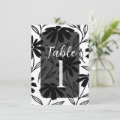 Black Ink Daisies Boho Tafelnummers (Staand voorkant)