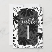 Black Ink Daisies Boho Tafelnummers (Voorkant)
