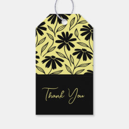Black Ink Daisies Yellow Boho Vrijgezellenfeest Cadeaulabel