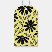 Black Ink Daisies Yellow Boho Vrijgezellenfeest Cadeaulabel (Achterkant)
