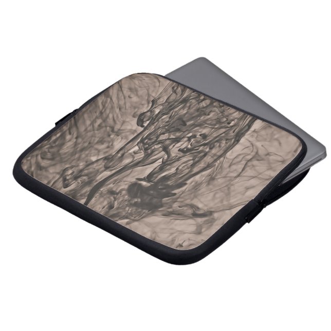 Black Ink Drop Art Laptop Sleeve (Voorkant top)