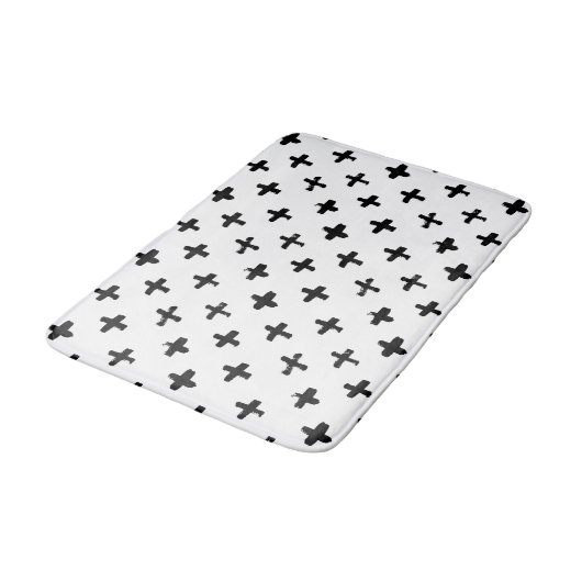 Black Ink Stoke Cross Pattern Badmat (Gekanteld)