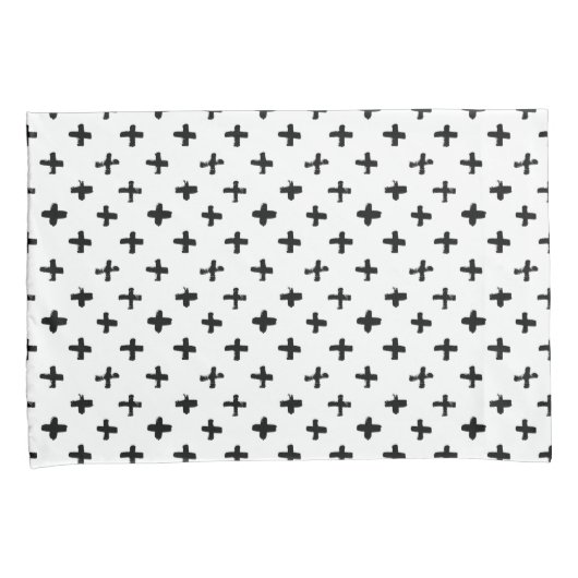 Black Ink Stoke Cross Pattern Kussensloop (Voorkant-Rechts)