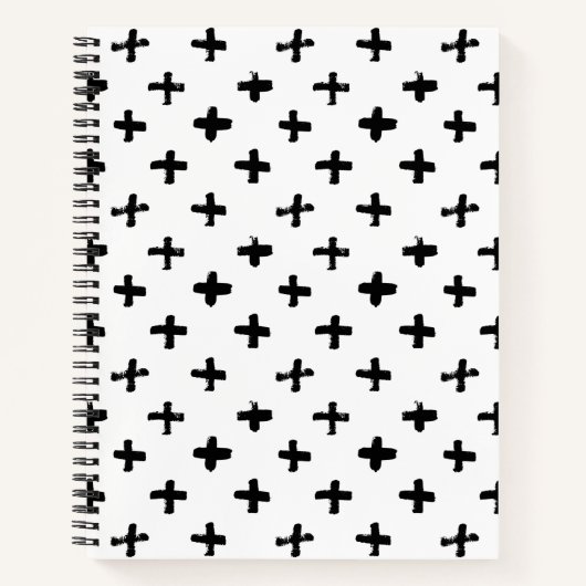 Black Ink Stoke Cross Pattern Notitieboek (Voorkant)