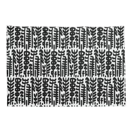 Black Ink Stroke Tree Patroon Kussensloop (Achterkant-Rechts)