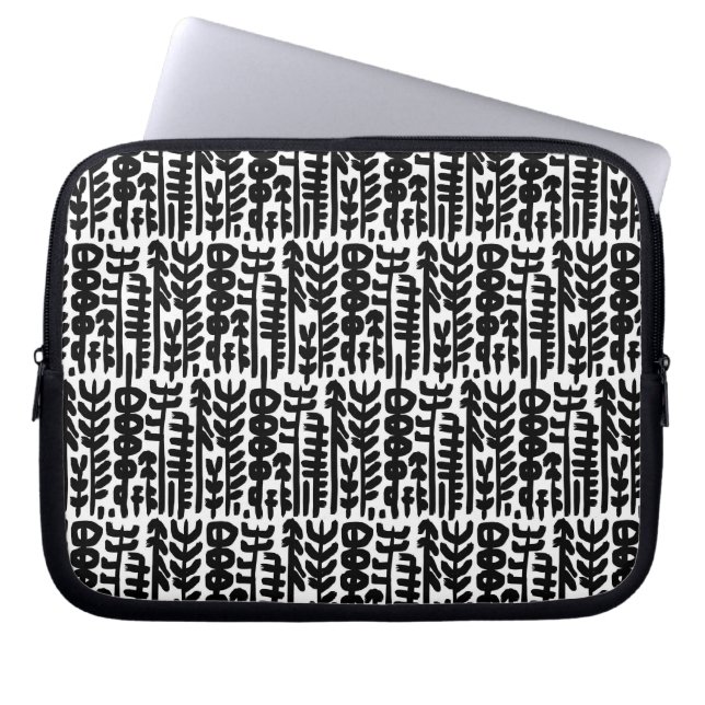 Black Ink Stroke Tree Patroon Laptop Sleeve (Voorkant)