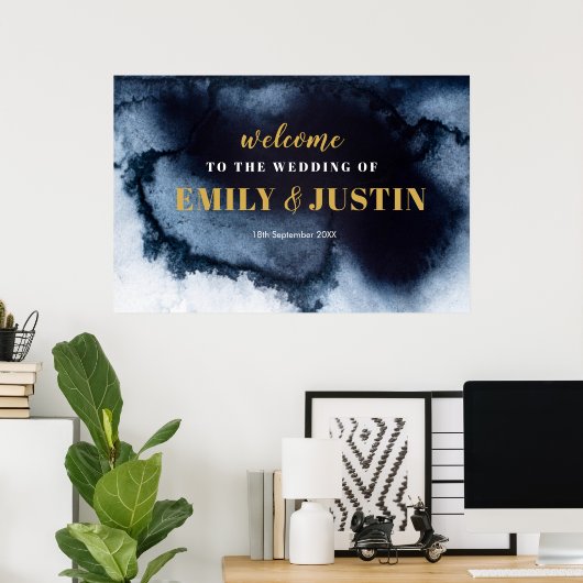 Black Ink Waterverf welkom trouwbanner Poster (Thuiskantoor)