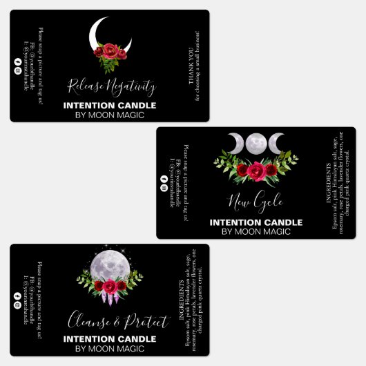 Black Intention Spell Candle Labels (Groep)