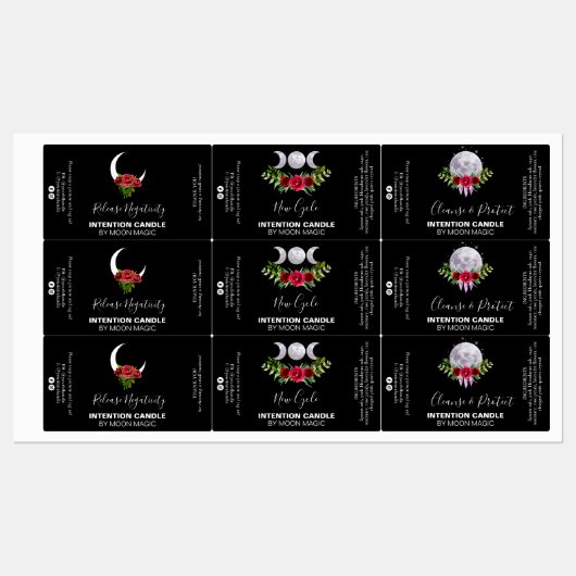 Black Intention Spell Candle Labels (Vel)