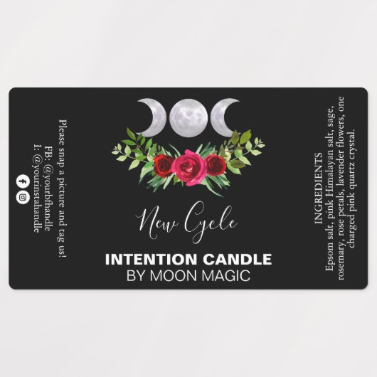 Black Intention Spell Candle Labels (Design 2)