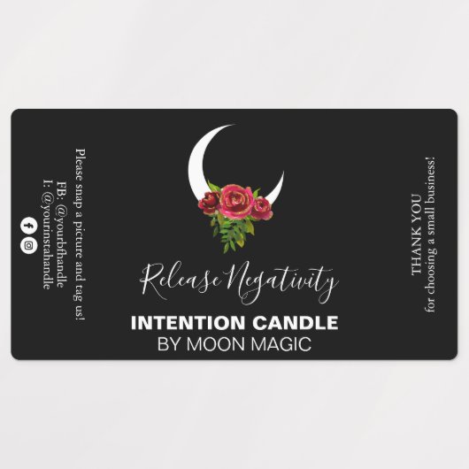 Black Intention Spell Candle Labels (Design 1)