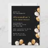 Black invitations de 5e anniversaire Gold Balloon (Devant)