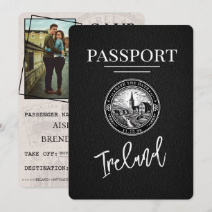 Black Ireland Passport Bewaar de datum Save The Date
