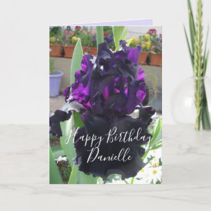 Black Iris Flower Floral Photo Love Birthday Card Kaart