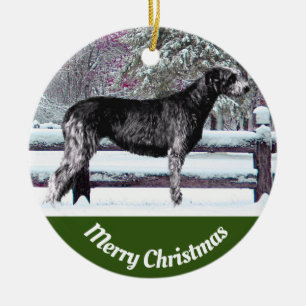 Black Irish Wolfhound First Snow Keramisch Ornament