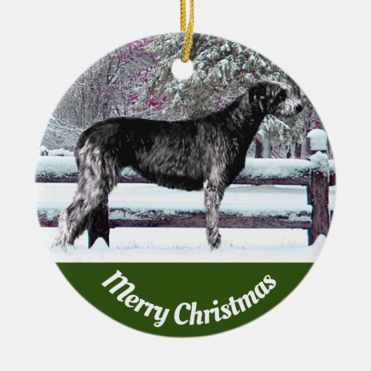 Black Irish Wolfhound First Snow Keramisch Ornament (Voorkant)