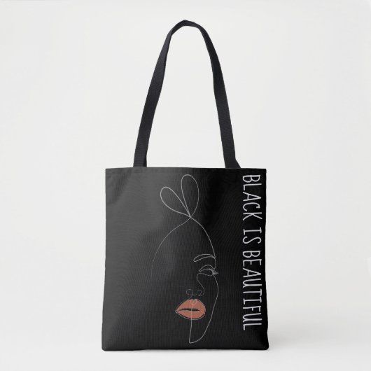 Black is beautiful Single Line Art Tote Bag (Devant)