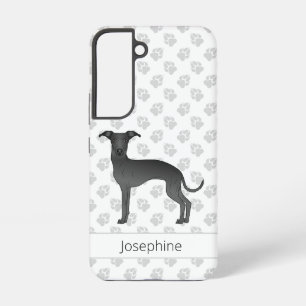 Black Italiaans Greyhound Cute Cartoon Dog met naa Samsung Galaxy Hoesje