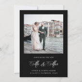 Black | Italiaanse Elegantie Fotobruiloft Aankondiging (Voorkant)