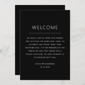 Black Itinerary & Timeline | Minimalist Wedding Kaart (Voorkant / Achterkant)