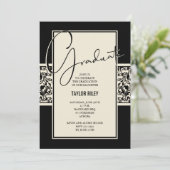 Black Ivory Afstuderen Damask Kaart (Staand voorkant)
