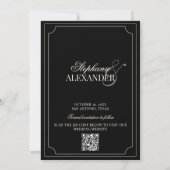 Black & Ivory Checkered Old Money QR Code Wedding Save The Date (Achterkant)