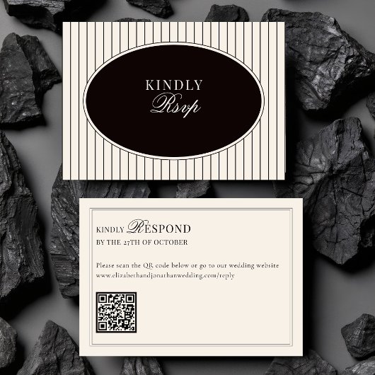 Black Ivory Classic Old Money QR Code Wedding RSVP