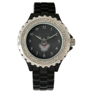 Black Jaguar of panther Big Cat Face Horloge