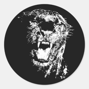 Black Jaguar Ronde Sticker