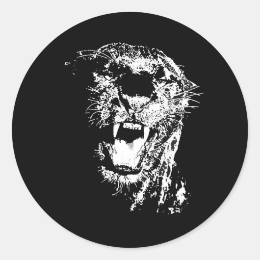 Black Jaguar Ronde Sticker (Voorkant)