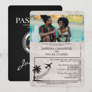 Black Jamaica Passport Wedding Invitation Kaart