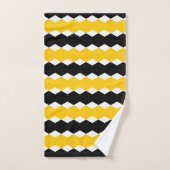 Black & Jaune Géométrique Funky Motif moderne (Serviette à main)