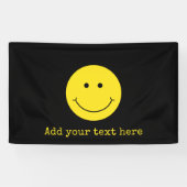 Black Jaune Sourire Grin Face Bannière joyeuse (Horizontal)