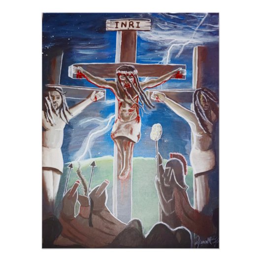 Black Jesus Crucified Perfect Poster (Voorkant)