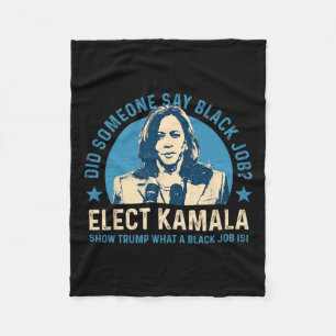 Black Job stemt Kamala Harris voor President 2024 Fleece Deken