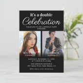 Black Joint Birthday Party Invitation Kaart (Staand voorkant)