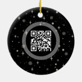 Black Jolly Kerstmis Business Logo QR-code Chic Keramisch Ornament (Achterkant)