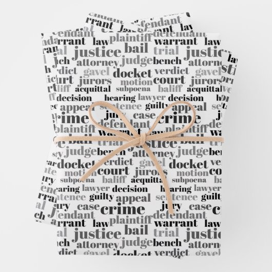 Black Judicial Text Word Cloud on White Inpakpapier Vel (In situ)