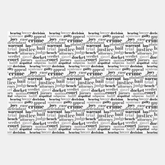 Black Judicial Text Word Cloud on White Inpakpapier Vel (Voorkant)