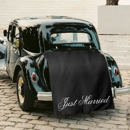 Black Just Married Fabric Car Wedding Banner Sign Wandkleed