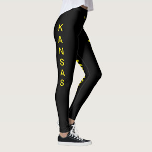 Black Kansas State Flower Sunflower Leggings