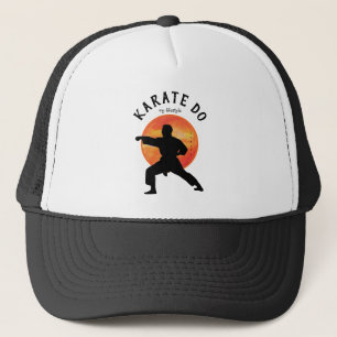 Black Karate Figuur Sun Oranje Gele Naam Modern Trucker Pet