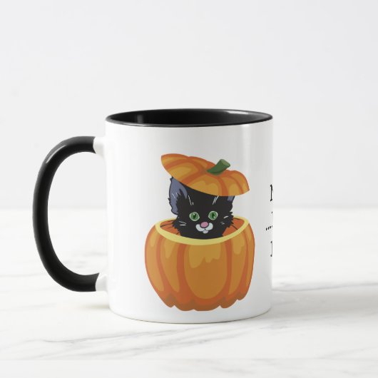 Black Kat Pumpkin Halloween Mok (Links)