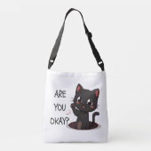 Black Kawaii Cat Tote Bag – Cute Kawaii Cat Lover  (Dos)