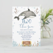 Black killer Whale Two het Zee 2e Verjaardag Kaart (Staand voorkant)