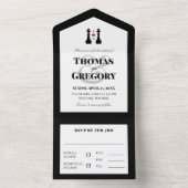 Black King Chess Pineersels Gay Wedding All In One Uitnodiging (Binnen)